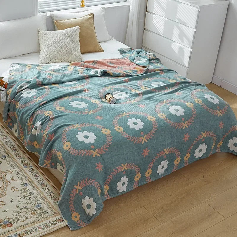 Plaid en coton tissé à motif jacquard, respirant et léger, couverture d’été pour canapé, banquette, lit, voyage et extérieur | Sulvida