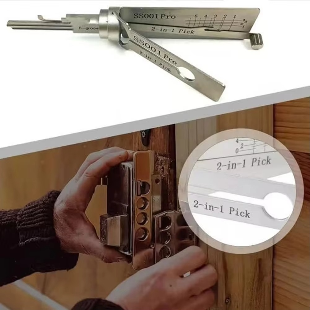 Professionele 2-in-1 Sleuteldecodeergereedschap uit Roestvrij Staal voor Slotenmakers – Precisietool voor Lock Picking en Decoderen | Sulvida