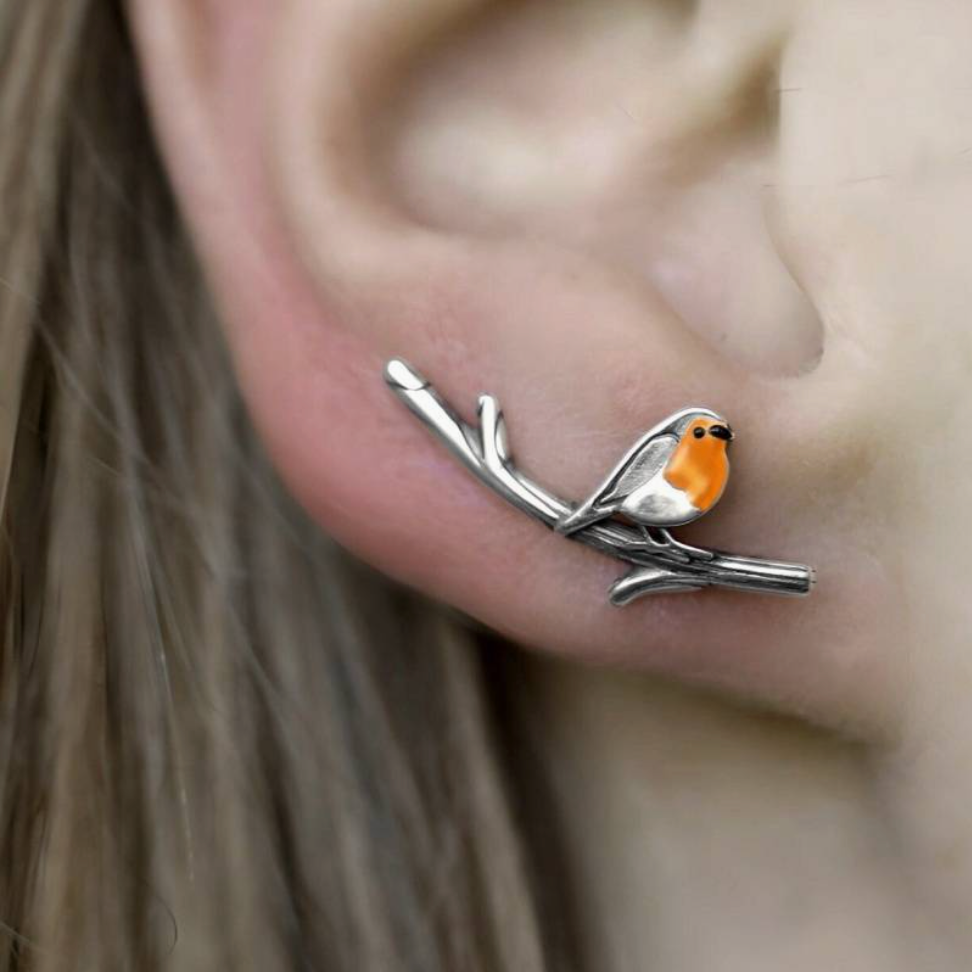 Handgemaakte glazen oorbellen met roodborstje lente-ontwerp voor sieraden-liefhebbers en unieke stijl | Sulvida