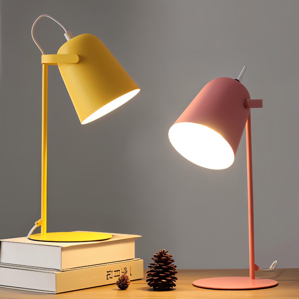 Draaibare Tafellamp met Verstelbare Lampenkap – Macaron Kleuren Design met Oogvriendelijk Licht voor Lezen en Studeren | Sulvida