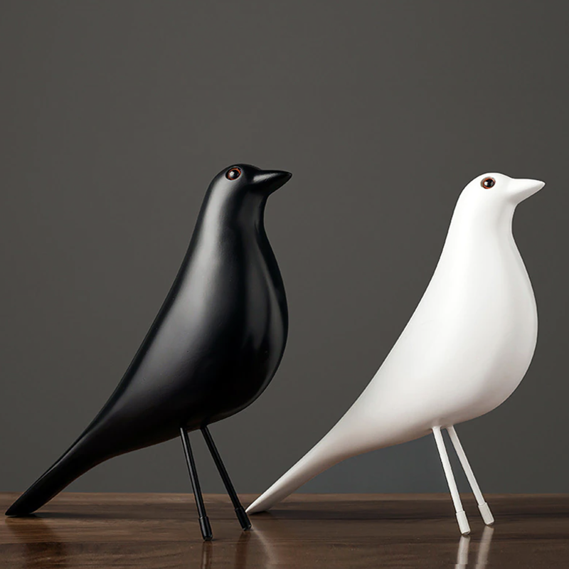 Decoratieve Vogelfiguur Scandinavisch Design 26 cm Hout Woonkamer Vensterbank Kast Ornament Sculptuur | Sulvida