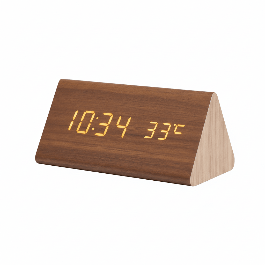Moderne Houten Wekker met LED-Display Spraakactivering Thermometer Tijdsweergave Bureau Nachtkastje Alarm | Sulvida
