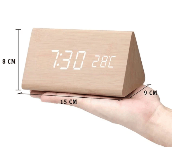Moderne Houten Wekker met LED-Display Spraakactivering Thermometer Tijdsweergave Bureau Nachtkastje Alarm | Sulvida