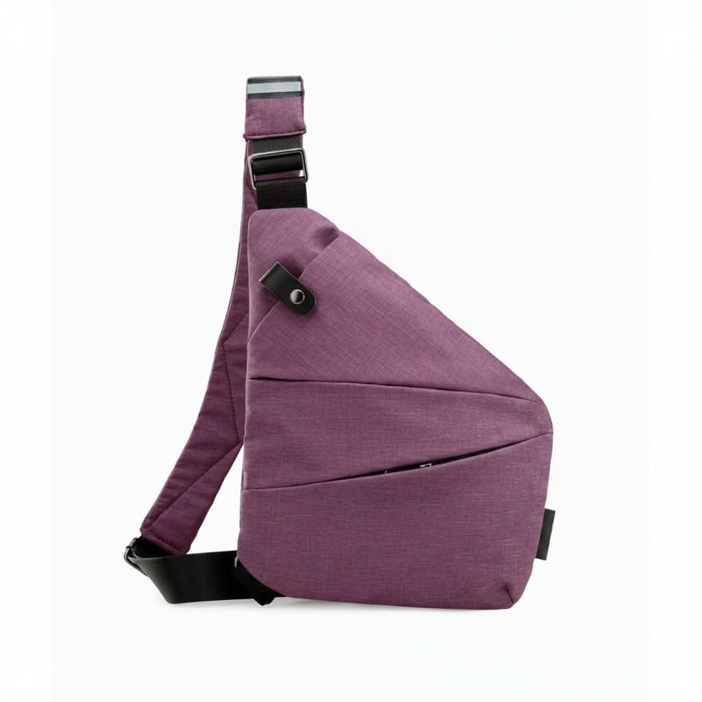 Sac bandoulière compact avec protection RFID, déperlant, antivol, gris, bleu marine, magenta | Sulvida