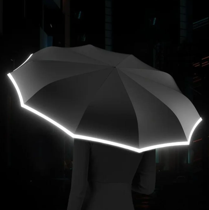 Parapluie résistant aux tempêtes avec bordure réfléchissante – 100cm de diamètre – résistant au vent jusqu’à 80km/h – design léger de 350g | Sulvida