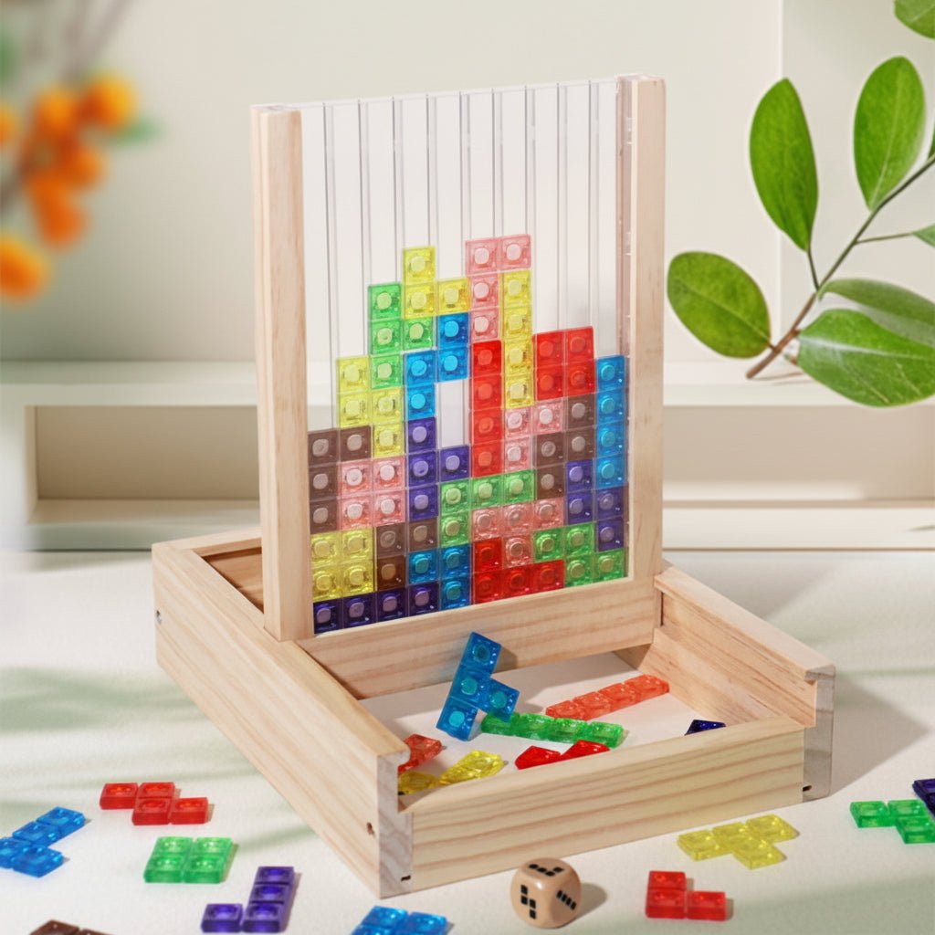 Houten legpuzzel tetris kleurrijk denkspel gezinsspel hersenkraker educatief speelgoed gezellig thuis | Sulvida
