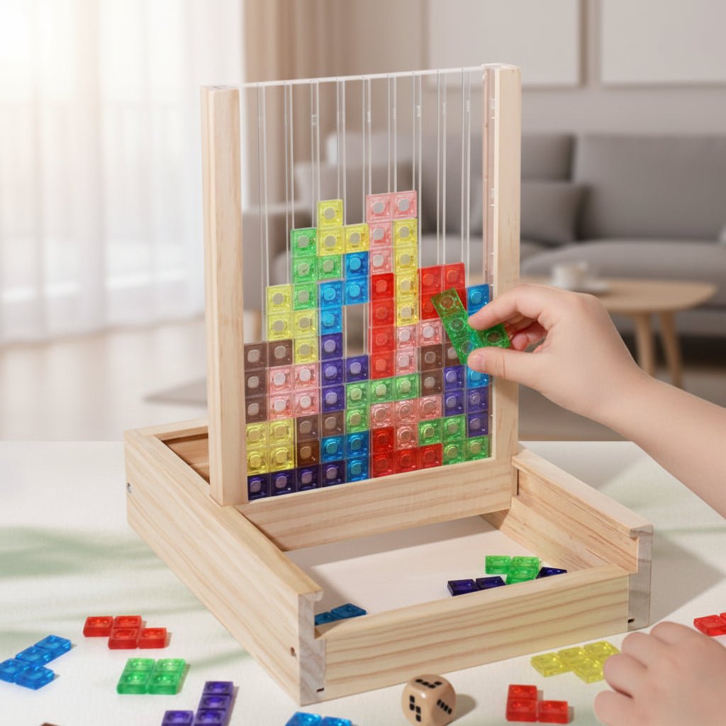 Houten legpuzzel tetris kleurrijk denkspel gezinsspel hersenkraker educatief speelgoed gezellig thuis | Sulvida
