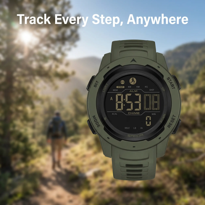 Waterdicht Digitaal Sporthorloge met Stappenteller – Militair Design voor Actieve Outdoor Lifestyle | Sulvida