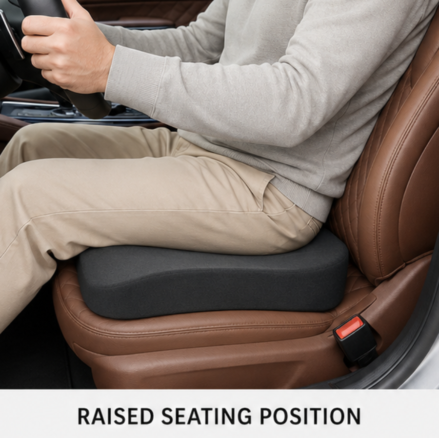 Coussin de voiture en mousse à mémoire de forme, hauteur de cale de 10-2 cm, pour améliorer la posture assise, soutenir le dos et profiter d’un confort optimal en voiture | Sulvida