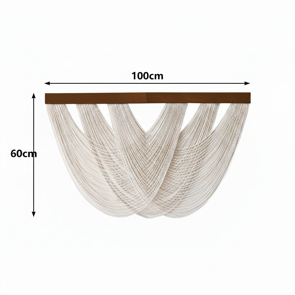 Geweven wandkleed macramé-stijl 100x60 cm boho interieur woonkamer slaapkamer natuurlijk textuur wanddecoratie | Sulvida