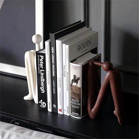 Ensemble de serre-livres sculpturaux au design artistique, accent décoratif moderne pour étagère, bureau et salon | Sulvida