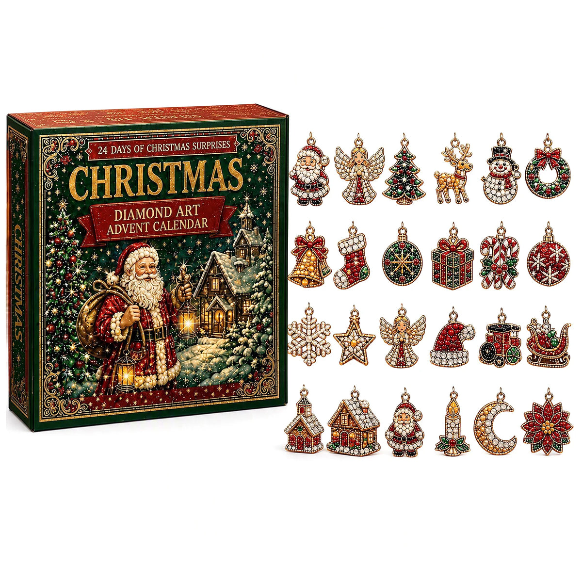 Kerstkalender 24 Dagen DIY Diamond Painting Acryl Ornamenten Kerstdecoratie Feestelijke Knutselset Advent | Sulvida