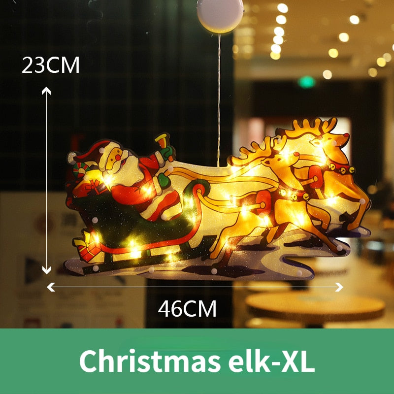 Kerstverlichting Raam LED Decoratie Kerstman Sneeuwpop Knipperend op Batterij Sfeervol Kerstraam Versiering | Sulvida
