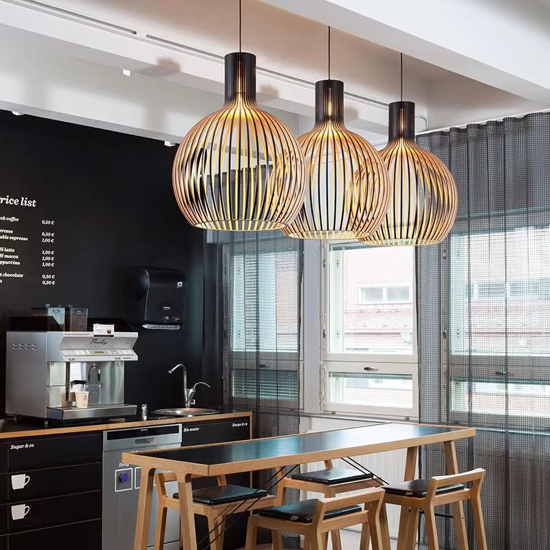 Houten Hanglamp met Opengewerkte Sfeer | Organisch Design voor Warme Sfeerverlichting Woon- & Eetkamer | Sulvida