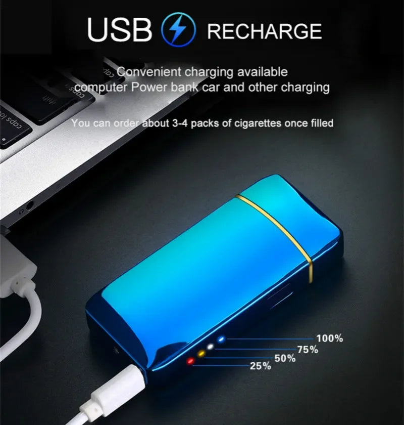 Oplaadbare plasma-aansteker met dubbele lichtboog USB windbestendig luxe metaal design kaarsen kachel | Sulvida