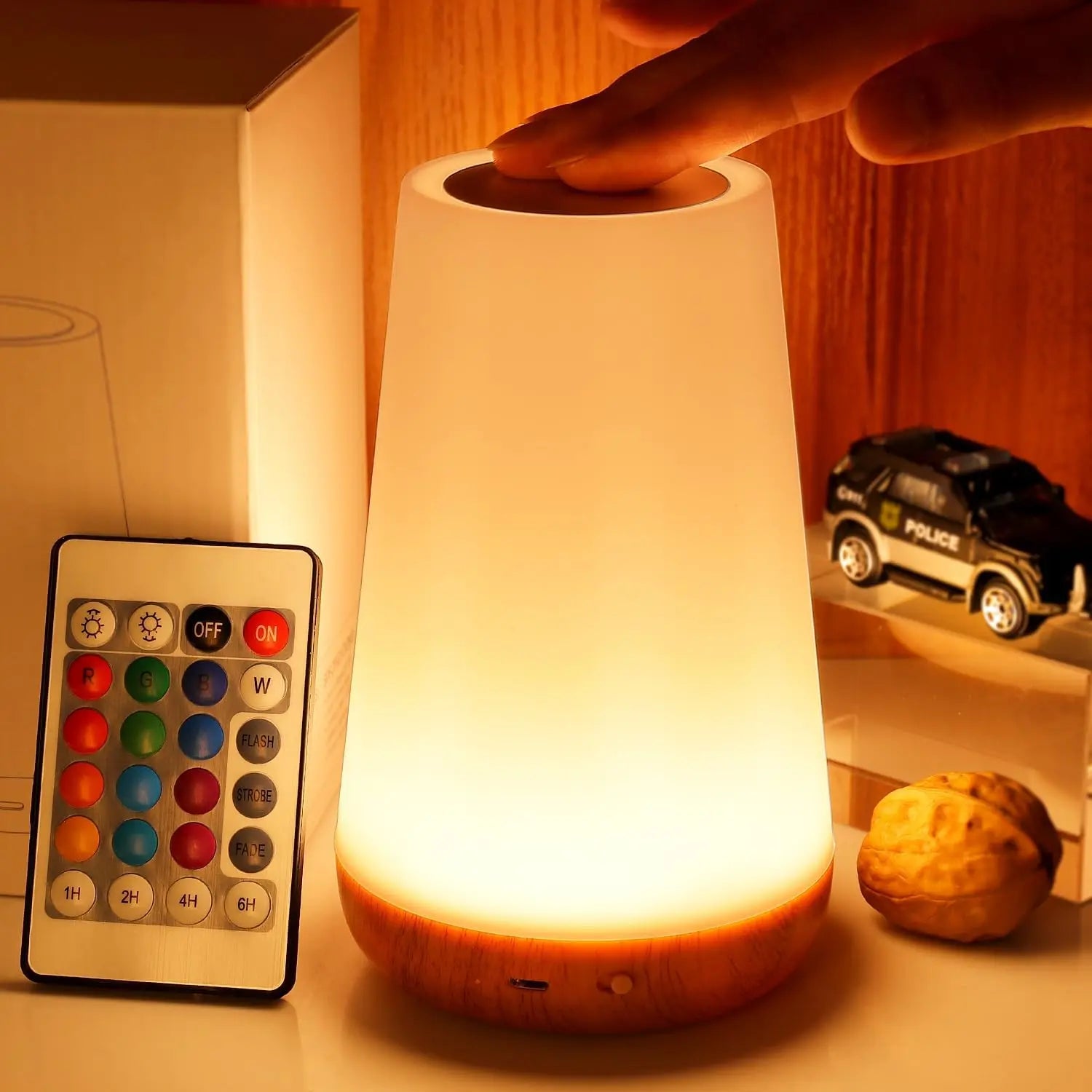 RGB-Tafellamp met Afstandsbediening en Touchbediening – 13 Kleuren, 5 Helderheid Niveaus, Dimbaar Nachtlampje voor Slaapkamer, Woonkamer & Kinderkamer | Sulvida