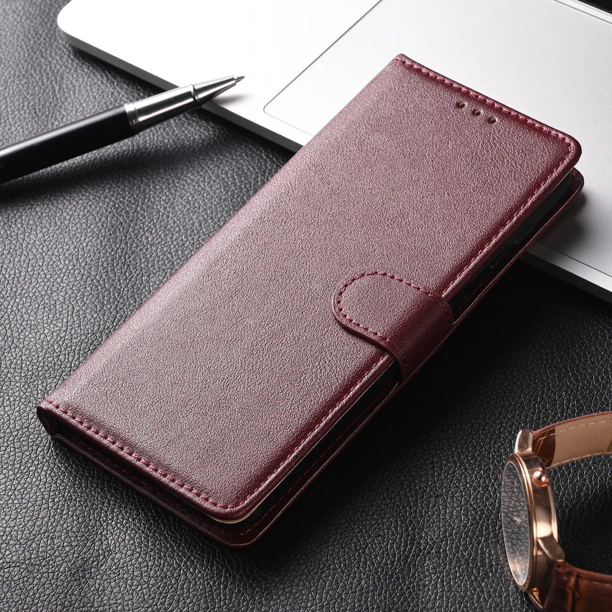 Flip Portemonnee Hoesje met Kaarthouder Magnetische Sluiting Handige Polsband Smartphone Bescherming | Sulvida