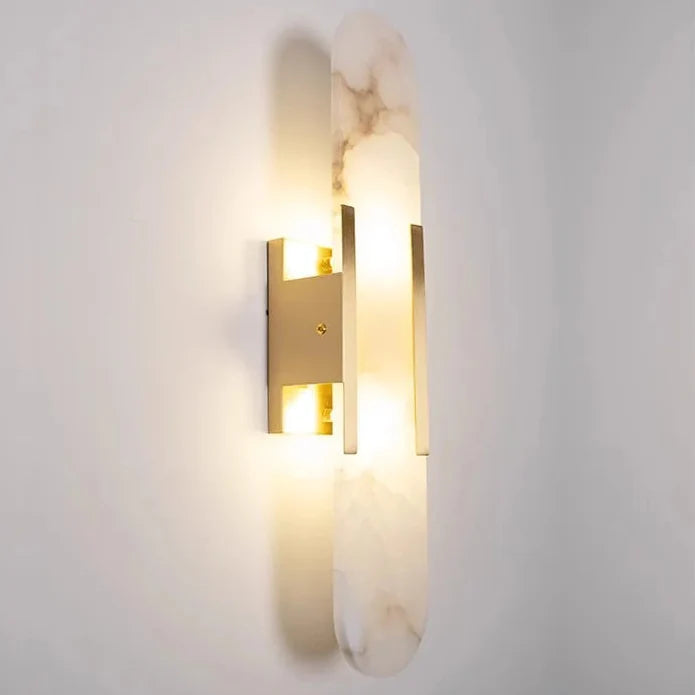 Wandlamp Natuursteen met Metalen Kap Neerwaarts Licht Slaapkamer Woonkamer Hal Warm Sfeerlicht Interieur | Sulvida