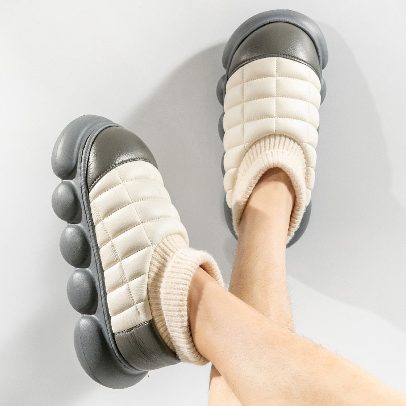 Pantoffels bont bubbel met warme voering groen oranje geel koper grijs winterlaarzen indoor outdoor huis | Sulvida