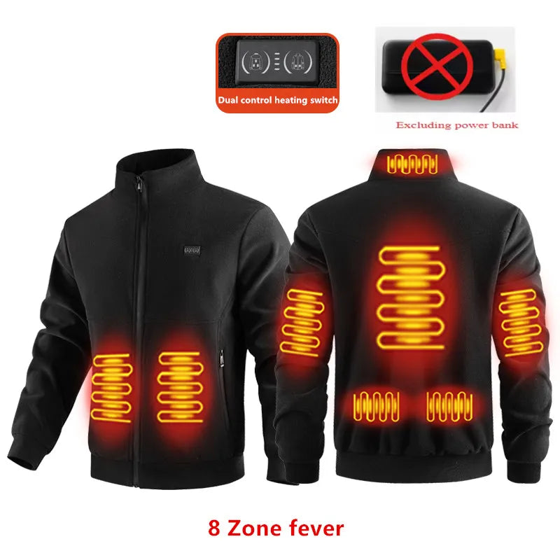 Veste polaire chauffante avec 8 zones de chauffage pour femme et homme, veste d’extérieur chaude en polaire pour l’hiver | Sulvida