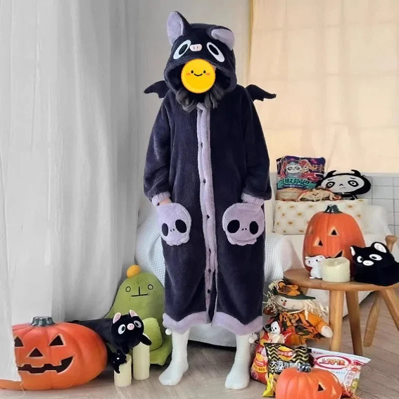 Dieren Onesie Pyjama met Capuchon Vos Dino Print voor Kinderen Volwassenen Comfortabel Herfst Winter Thuis | Sulvida