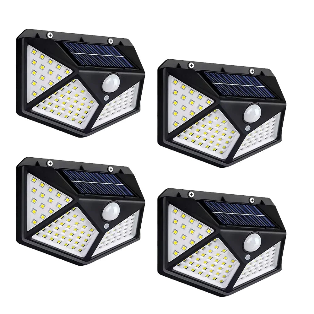 Solar Buitenwandlamp met Bewegingssensor IP65 Waterdicht 100 LED Tuinverlichting Energie-efficiënt Buiten | Sulvida