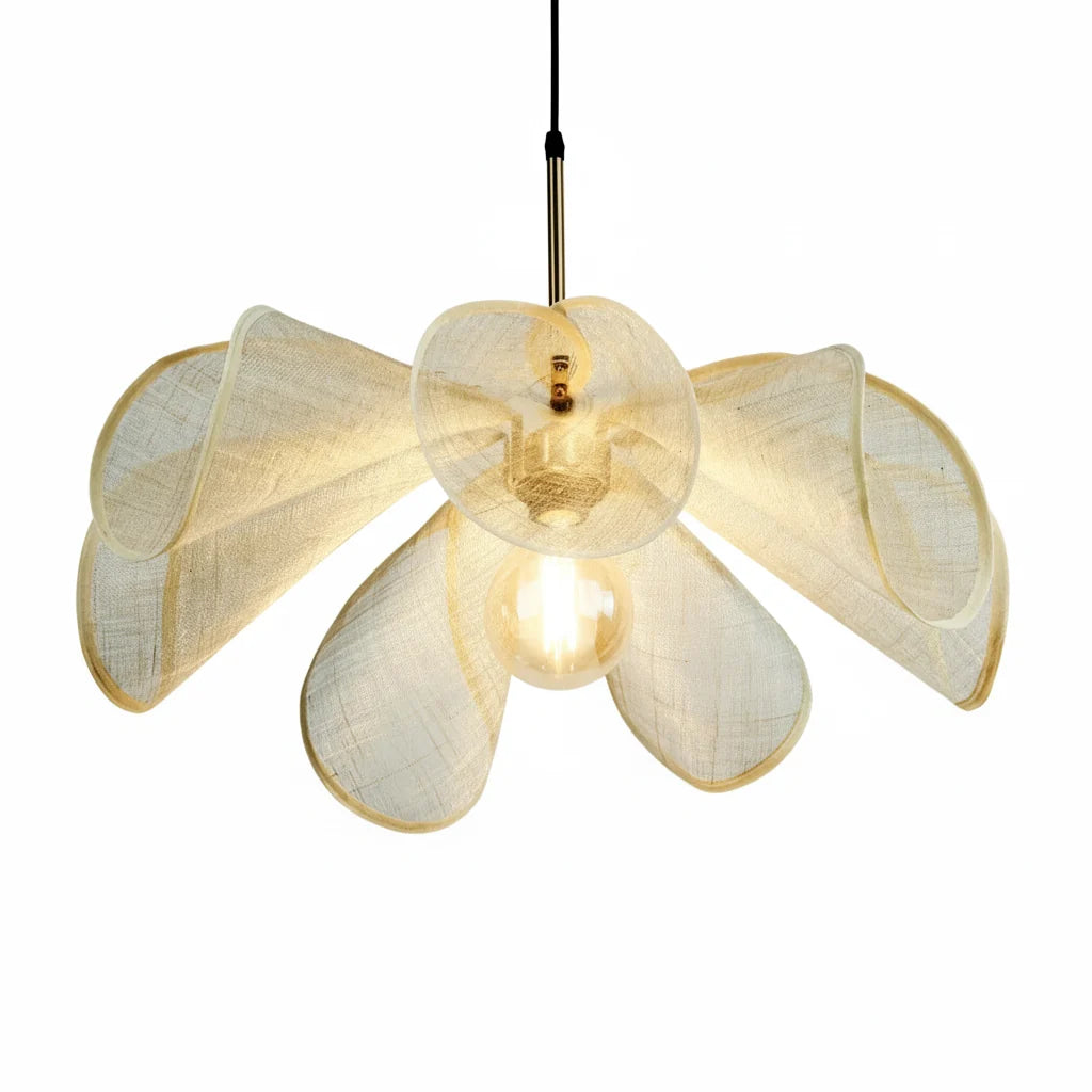 Hanglamp Linnen Kap Messing Frame Warm Licht E27 Eetkamer Woonkamer Slaapkamer Elegant Design Sfeerverlichting | Sulvida