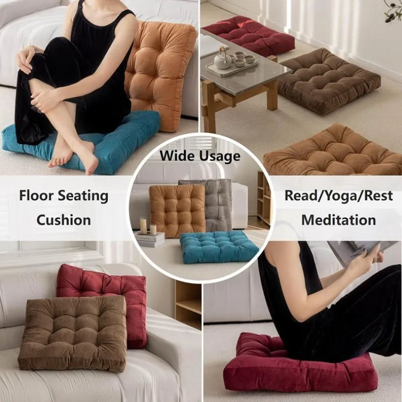 Vierkant Zitkussen Dikke Gewatteerde Vloerkussen voor Meditatie Yoga Knielkussen Polyester Tatting Comfortabel | Sulvida