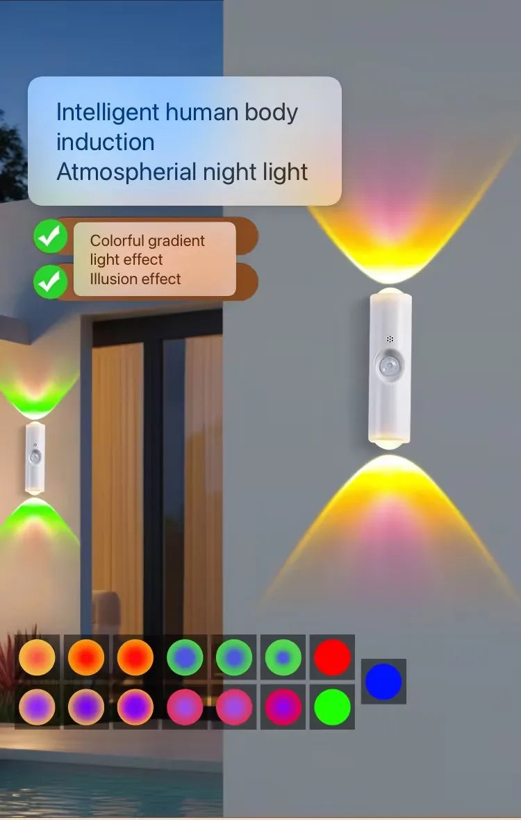 Oplaadbaar LED-nachtlampje met bewegingssensor 7 kleuren magnetisch voor slaapkamer badkamer gang toilet | Sulvida