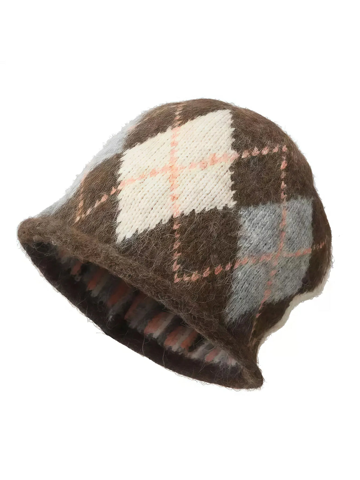 Gebreide Wintermuts met Oorkleppen Diamantruit Patroon Unisex Warme Hoofdbedekking Retro Vintage Stijl | Sulvida
