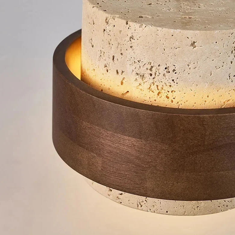 Hanglamp Travertijn Natuursteen Walnoothout Verstelbaar Eettafel Woonkamer Eetkamer Design Verlichting | Sulvida