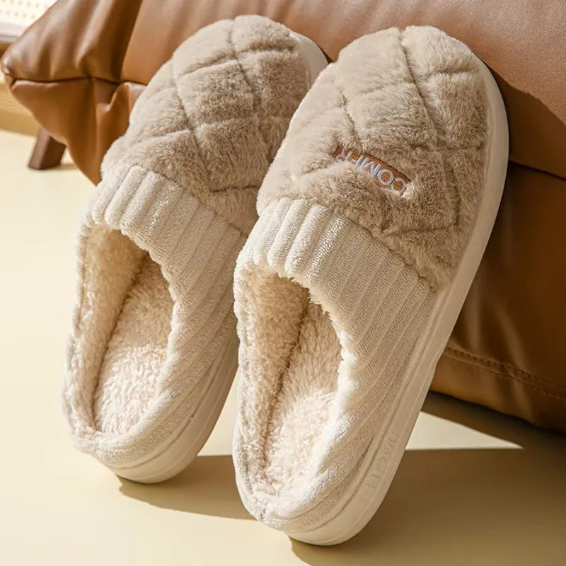 Chaussons d’intérieur doux doublés en peluche, antidérapants, pour l’automne et l’hiver, femmes et hommes, unisexes et confortables | Sulvida