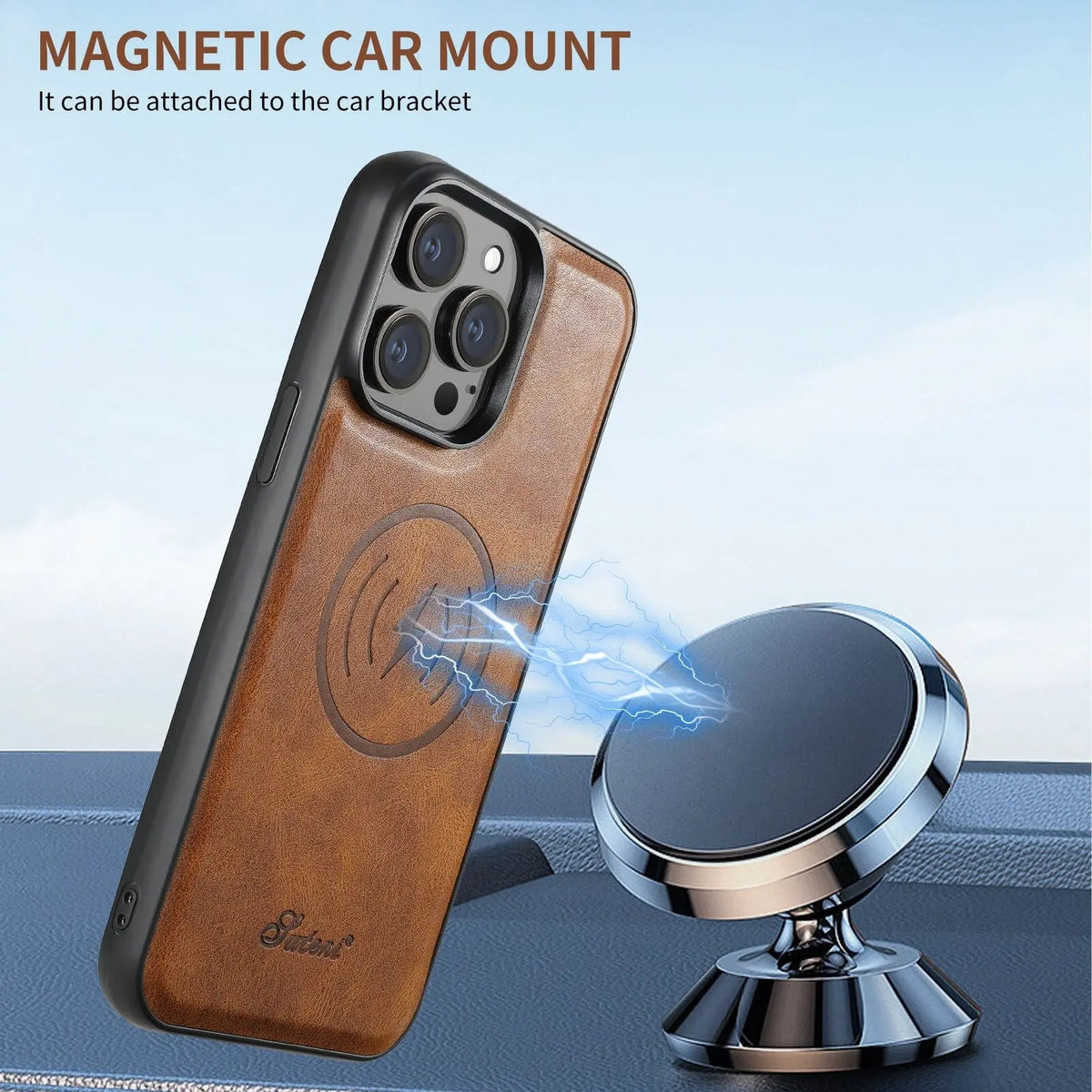 Étui de luxe avec portefeuille pour iPhone 15 en similicuir, marron noir bleu rouge kaki, Pro Max Plus | Sulvida