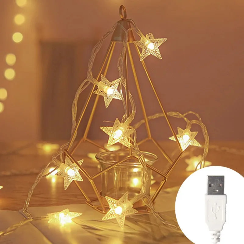 Lichtsnoer Ster LED Decoratieverlichting Binnen Buiten Feestverlichting Tuinverlichting Batterij USB | Sulvida