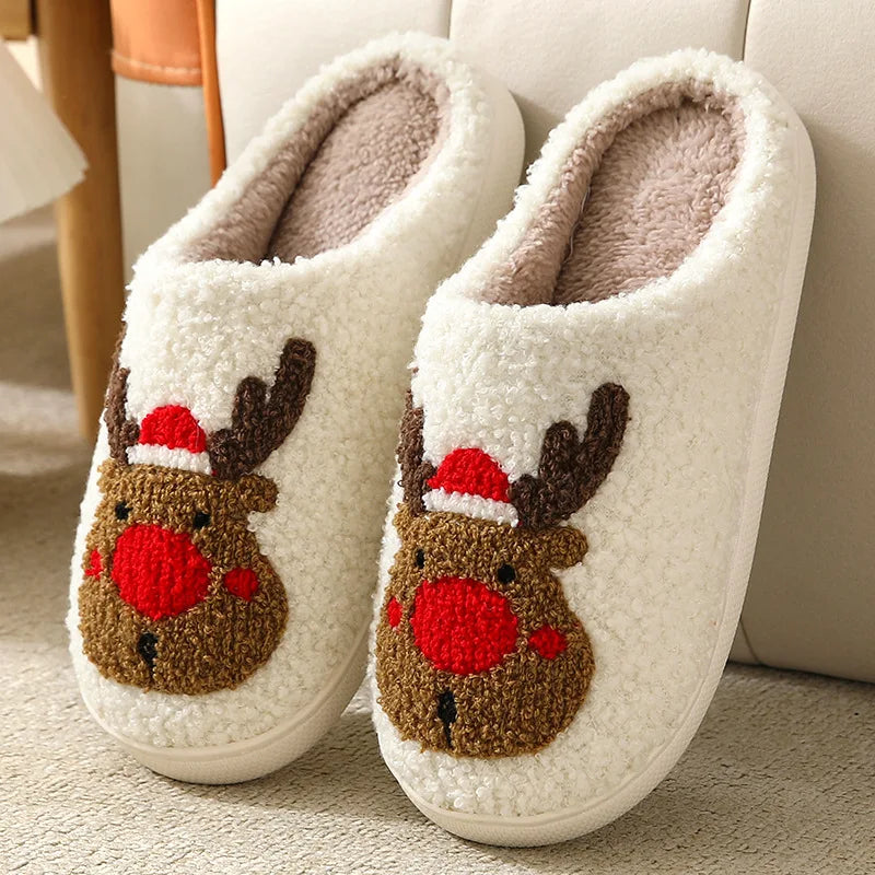 Huisslippers Peperkoek Motief Zachte Pluche Binnenschoenen Winterwarm Dames Heren Unisex Kerstcadeau | Sulvida