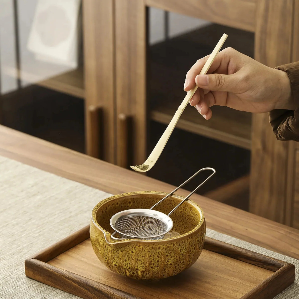 Matcha Ceremonie Set 5-delig Bamboe Kom Klopper Zeef Lepel Premium Thee Ritueel Accessoires Japanse Stijl | Sulvida