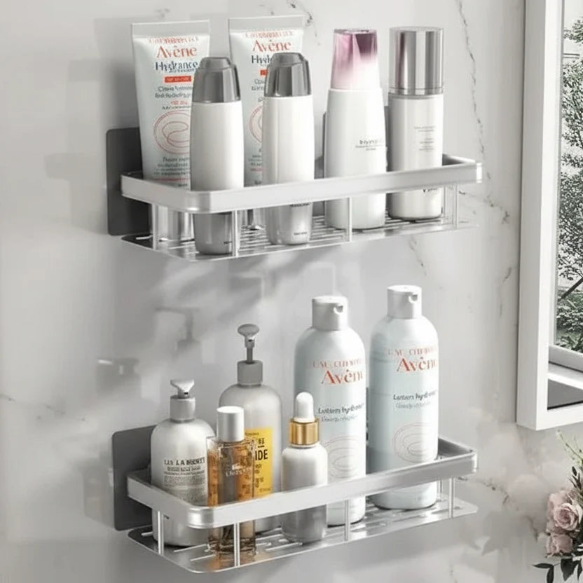 Zelfklevend Badkamerplankje Driehoekig Rechthoekig zonder Boren Wandplank Opbergruimte Douche Bad Hoek | Sulvida