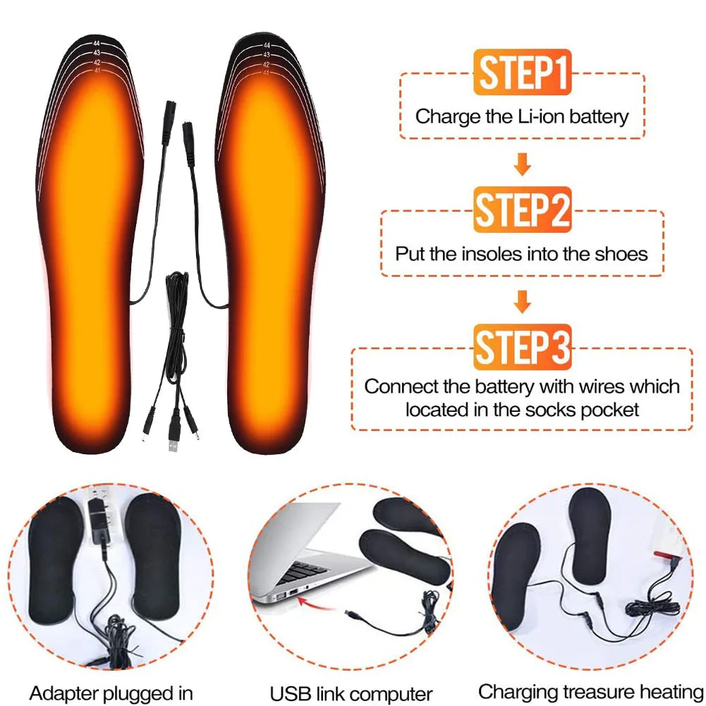 Verwarmbare Schoenzooltjes USB Carbon Fiber Maat 35-46 Knipbaar Wintersport Voetwarmers Uniseks Outdoor | Sulvida