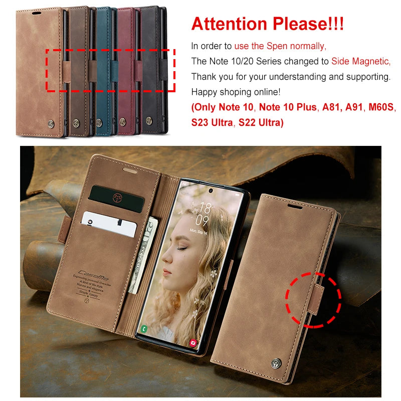 Étui portefeuille magnétique à rabat en cuir pour téléphone, noir, marron, rouge, bleu, avec support et porte-cartes de protection | Sulvida