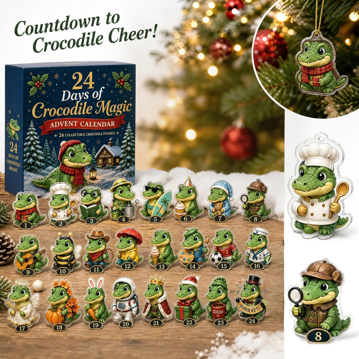Adventskalender met 24 Figuren Kerstcountdown Bureauversiering Hangende Decoratie Thema Collectie Kerst | Sulvida