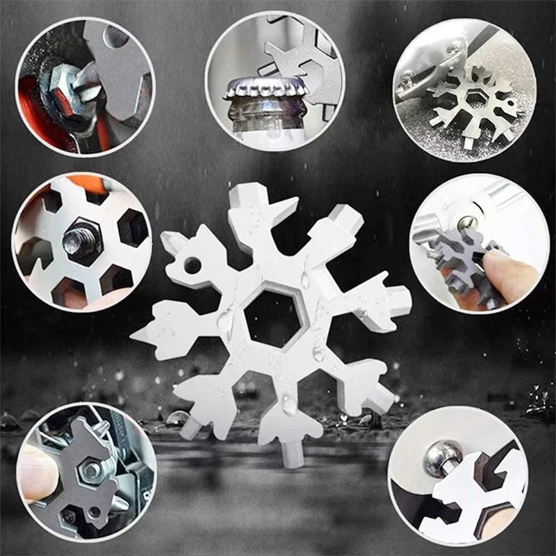 18-in-1 Sneeuwvlok Multitool Compact Zakgereedschap met Sleutelhangerbevestiging Draagbaar Gereedschap | Sulvida