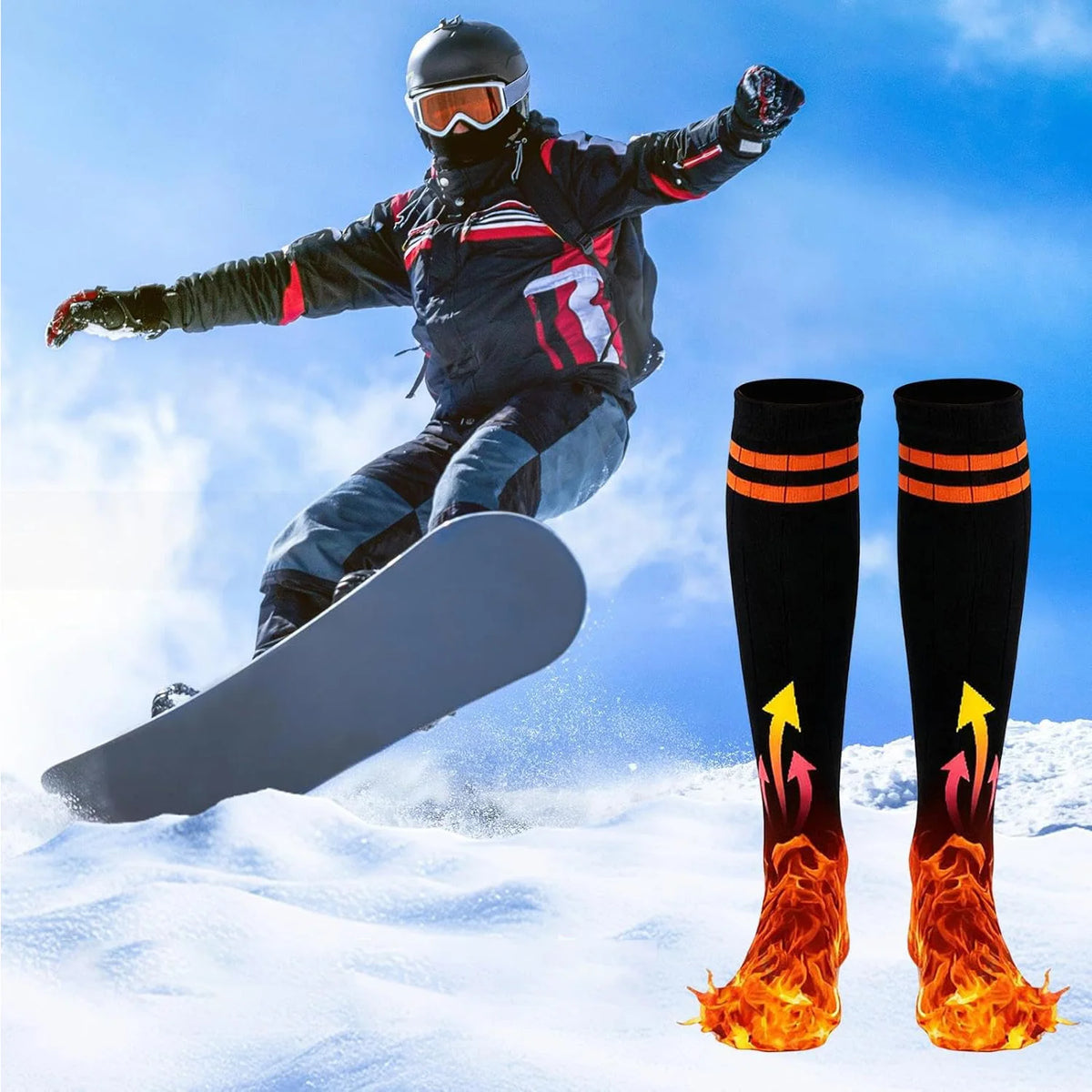 Chaussettes chauffantes électriques en coton modal, 4 températures, pour les sports d’hiver, la randonnée, le vélo et le patinage | Sulvida