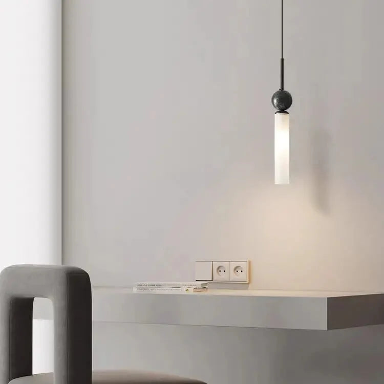 Hanglamp Marmer met Metalen Afwerking voor Eetkamer Slaapkamer Bar Woonkamer Natuursteen Verlichting | Sulvida