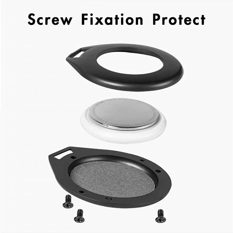 Lederen Sleutelhanger Beschermhoes voor Tracker Zwart Zilver met Metalen Ring Stijlvol Compact Duurzaam | Sulvida