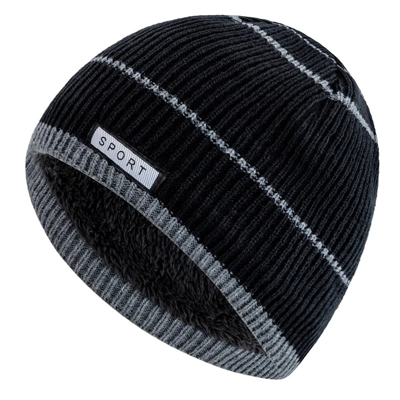 Gebreide Wintermuts met Fleecevoering Unisex Gestreept Skimuts Warm Hoofddeksel Outdoorwear Heren Dames | Sulvida