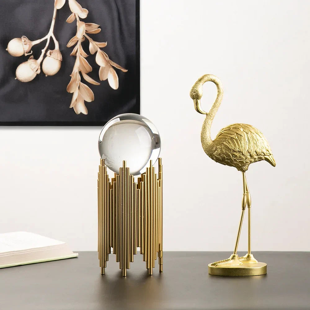Flamingofiguur Hars Modern Interieuraccent Elegante Decoratie Woonkamer Kantoor Trendy Beeldje Kunstobject | Sulvida
