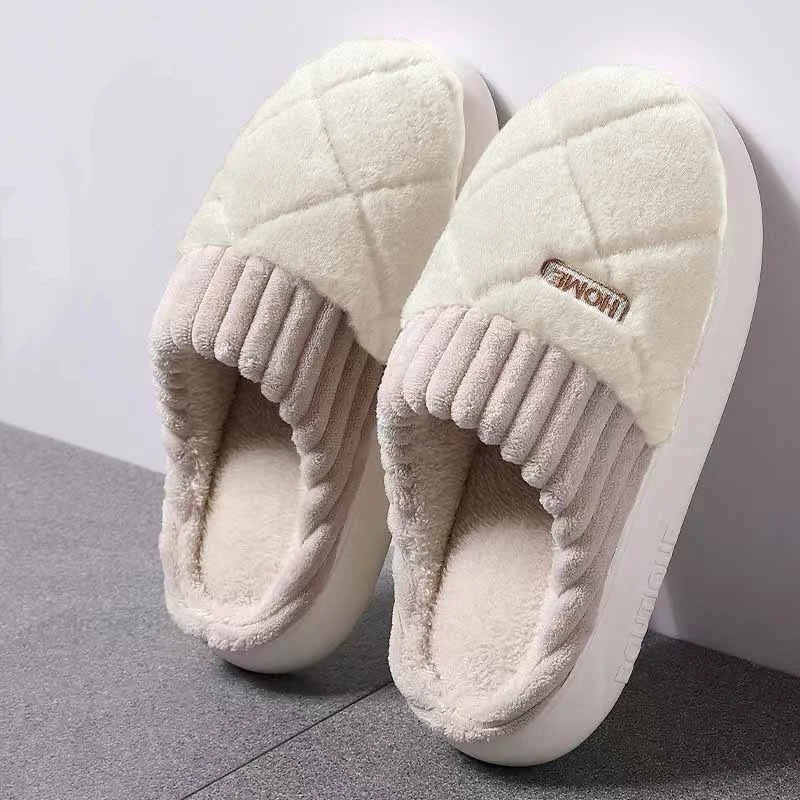 Chaussons d’intérieur doux doublés en peluche, antidérapants, pour l’automne et l’hiver, femmes et hommes, unisexes et confortables | Sulvida