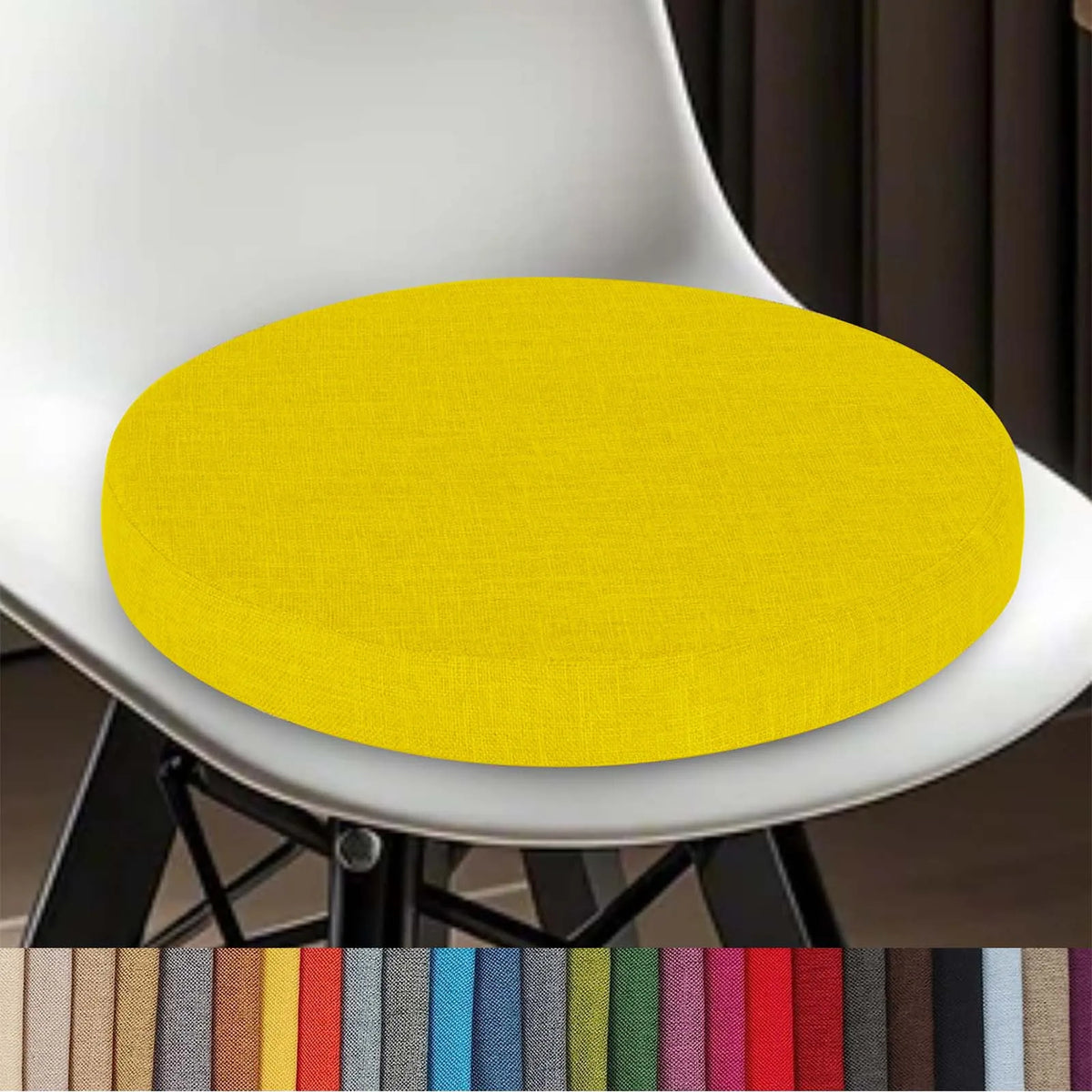 Coussin rond en lin, amovible avec fermeture éclair, pour tabouret de bar, chaise, salle à manger, cuisine et bureau, confortable | Sulvida