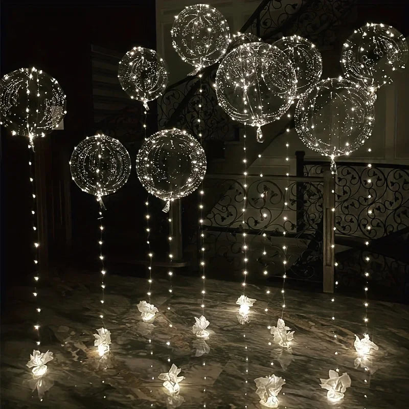 5 sets LED-gloedballonnen 20 inch helder oplichtende Bobo-ballon met 3M lichtslingers feest bruiloft verjaardag kerstdecoratie