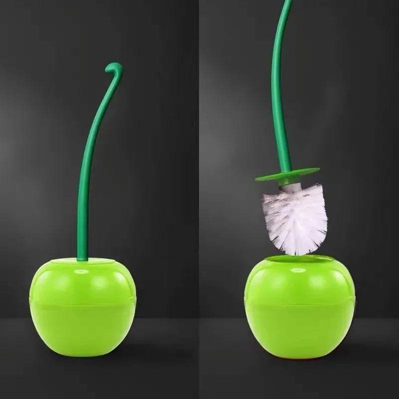 Toiletborstel met Cherrydesign en Lange Steel Hygiënisch Opberghouder Badkamer Stijlvol Wc Accessoire | Sulvida